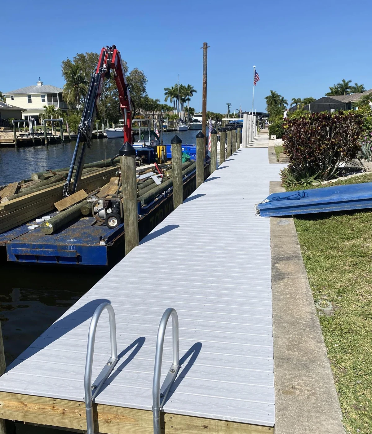 Active marine dock construction | Top Notch Docks Active dock construction by Top Notch Docks on a saltwater waterfront project
