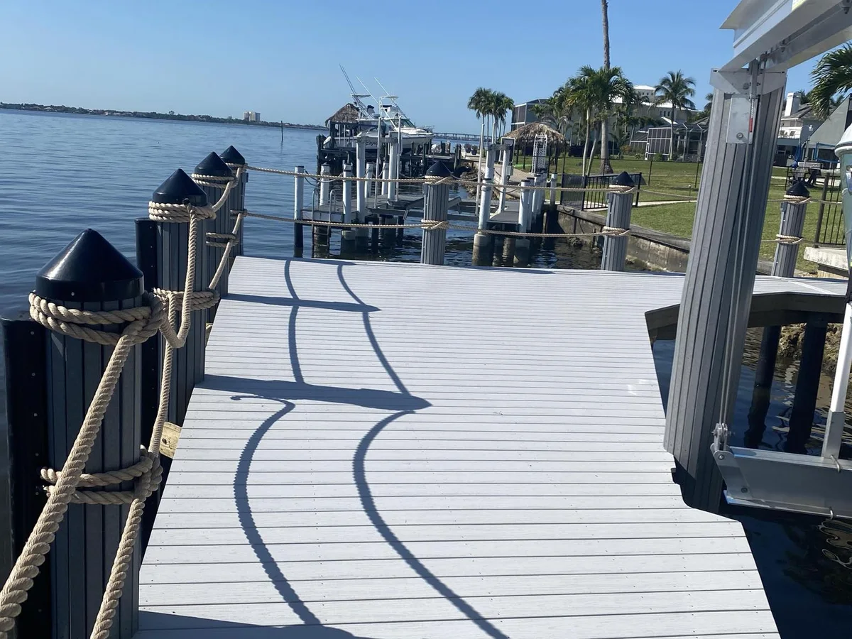 Finished dock walkway | Top Notch Docks Finished dock walkway with marine posts by Top Notch Docks