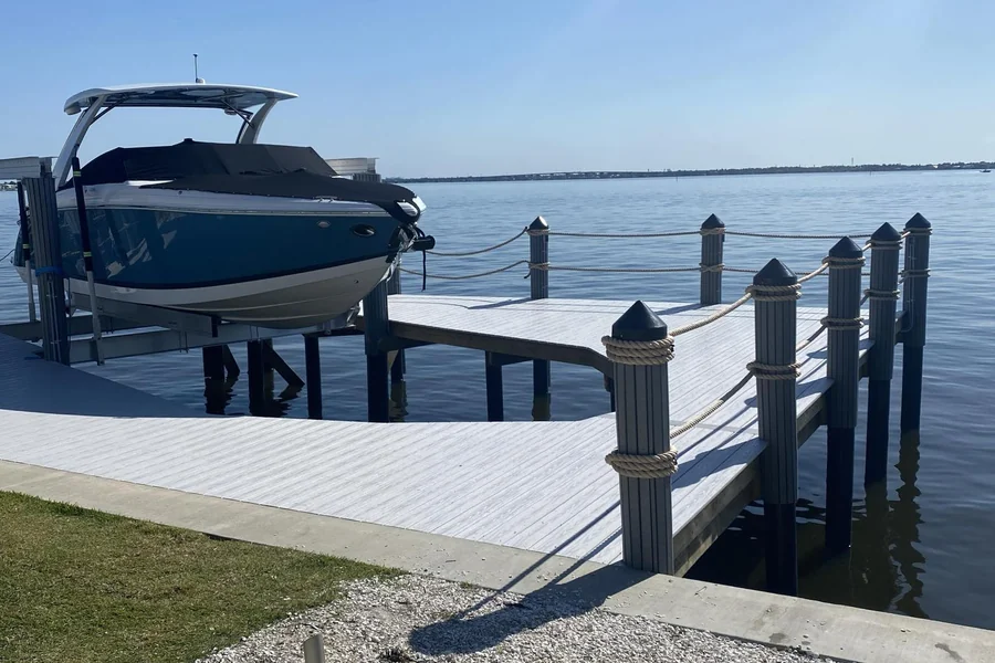 Finished dock with new boat lift